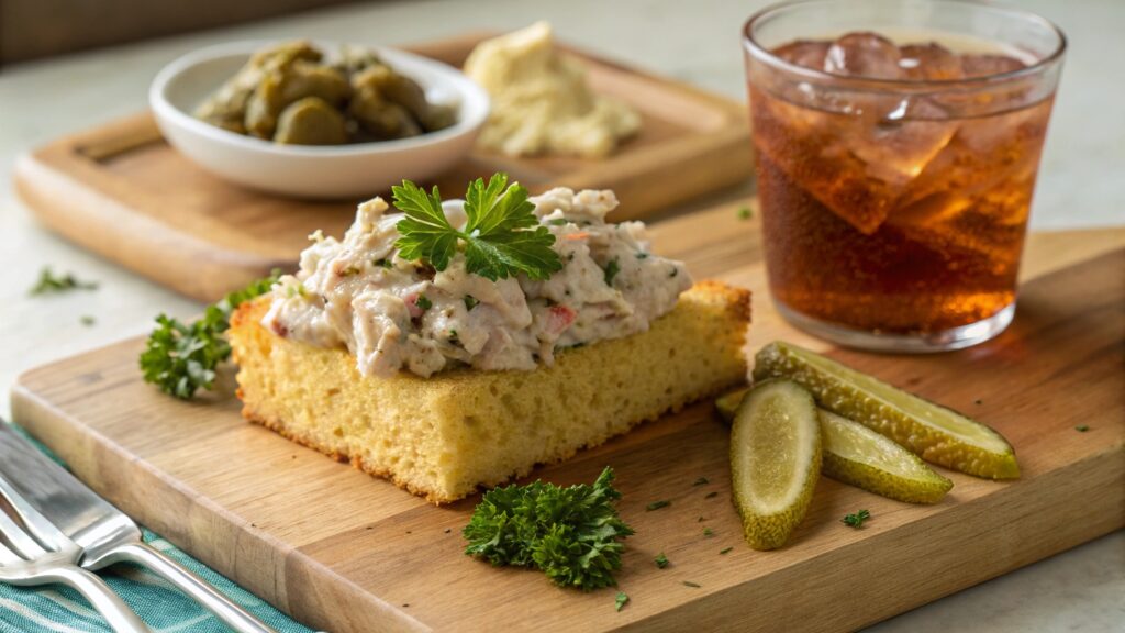 Tuna Melt on Cornbread