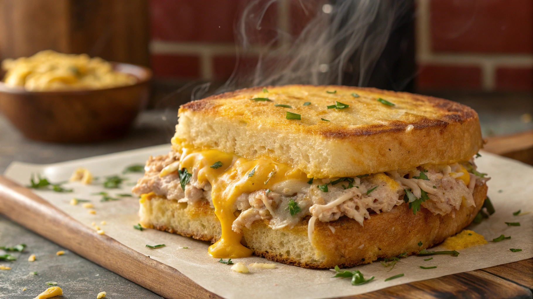 Tuna Melt on Cornbread